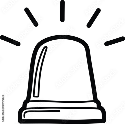 A black and white illustration of a siren light