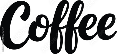 Black coffee word in elegant cursive script