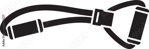 Black abstract of a safety belt buckle and strap white des