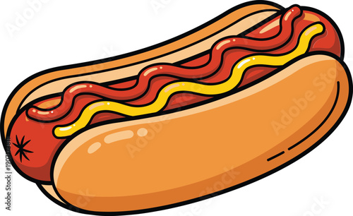 A delicious hot dog with ketchup and mustard