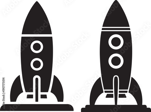 Pair rocket silhouette for space exploration concept