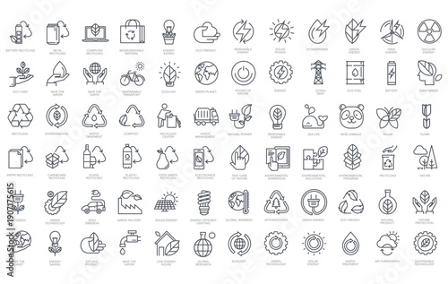Environmental and Sustainability Icons – Professional Minimalist White Vector Set for ESG and Green Tech