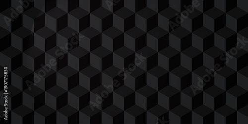 Black cube seamless creative cubes decoration triangle wall and wallpaper textile vector square tile, mosaic endless repeat hexagon block texture background.
