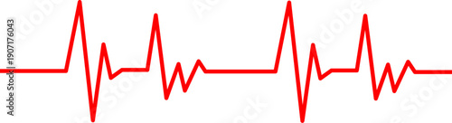 Simple red heartbeat line graphic on a white background, representing life and health, vector icon