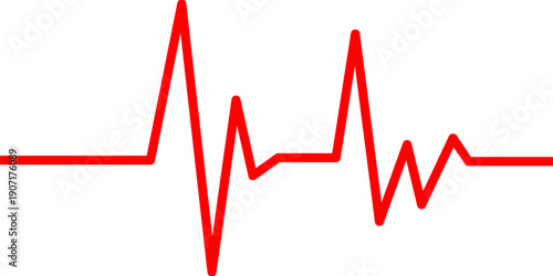 Simple red heartbeat line graphic on a white background, representing life and health, visual representation