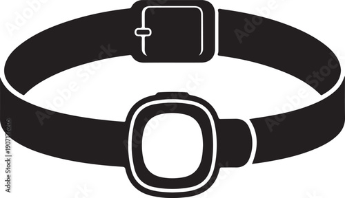 Black silhouette of a headlamp with adjustable strap and buckle head light desi