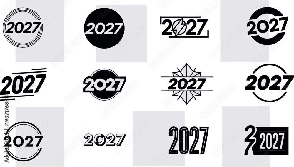 Obraz premium Collection of 2027 logo design templates isolated on transparent background