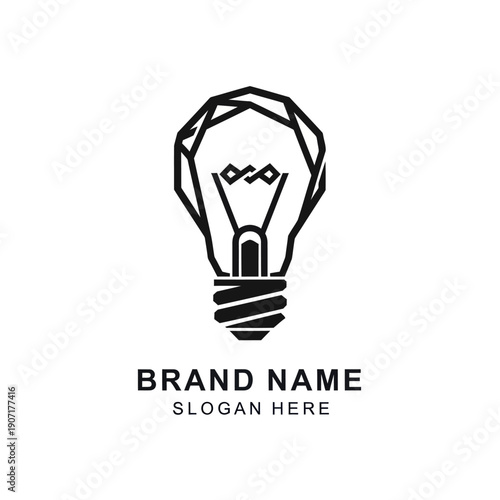 Geometric Light Bulb Logo Design Element.