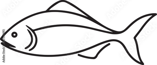 Simple black and white line drawing of a single fish profile