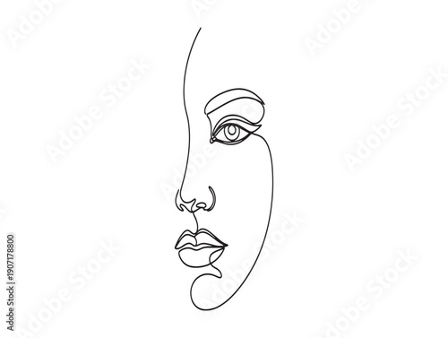 A minimalist line drawing of a human face in profile