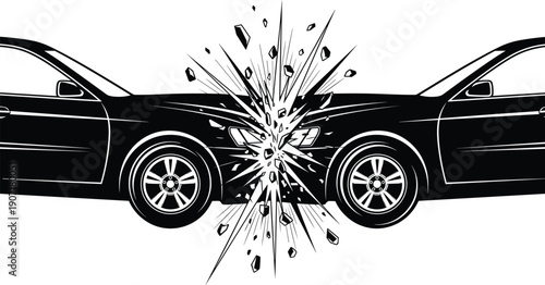 Car Crash Collision Accident Vehicles Impact Damage Traffic Safety Insurance Emergency Road Crash Test Vector Illustration