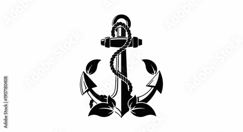 Classic anchor with floral embellishments symbolizes stability and growth