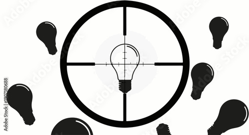 Lightbulb in crosshairs symbolizes targeting innovation or ideas.