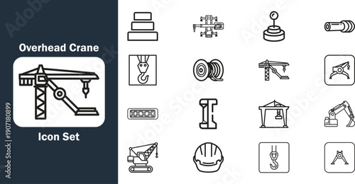 Industrial Crane Construction Equipment Icons