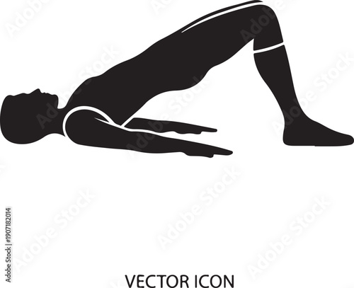 Black silhouette of a person doing a glute bridge exercise black and white fitness de