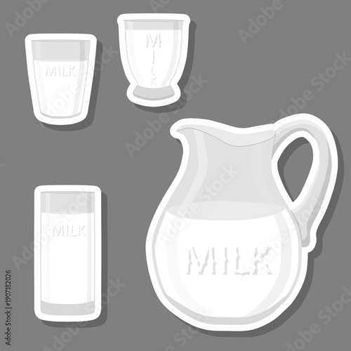 Beautiful glass transparent pitcher with white milk