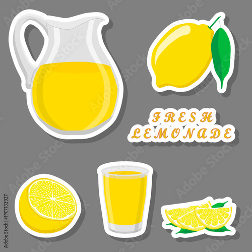 Tasty lemon lemonade in glass pitcher