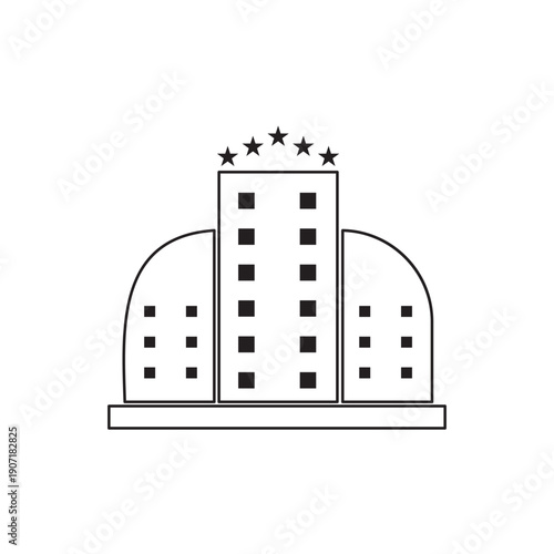 hotel icon with Editable Strokes in thin to bold line styles