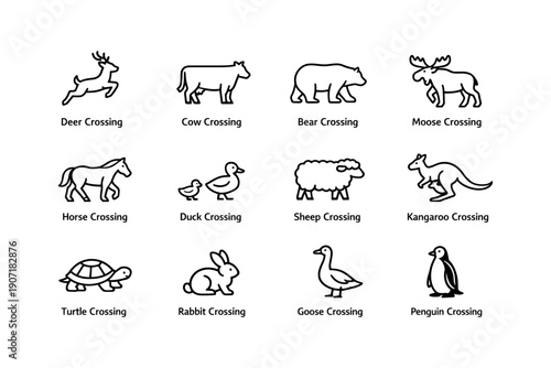 Animal crossing signs: deer, cow, bear, moose, and more