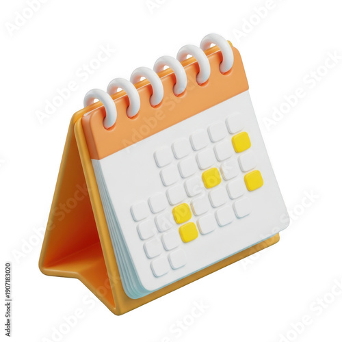 3d rendered orange and white calendar