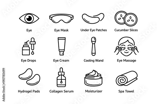 Skincare essentials: eye mask, cream, serum, and hydration accessories