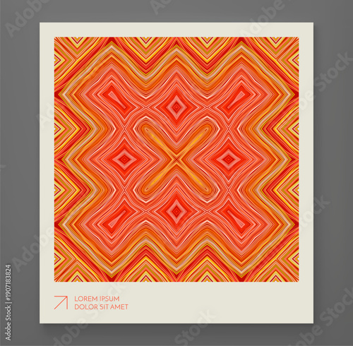 An ornament made of colored floss threads. Ethnic ornament. Geometric tribal background. Strips. Colored carpet. Fabric design. Vector for brochure, poster, cover, card, presentation, flyer or banner.