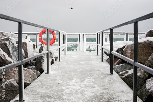 viewpoint by the sea covered in ice