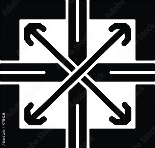 silhouette abstract geometric compass direction arrows vector design