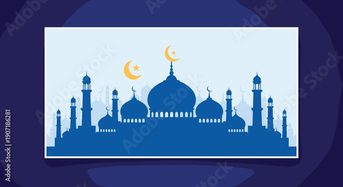 Marhaban Ya Ramadhan Greeting with hand lettering calligraphy and illustration.