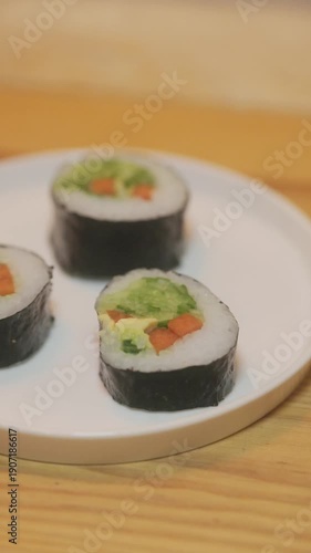 Wallpaper Mural Close-Up of Korean Kimbap with Ground Meat Traditional Style Torontodigital.ca