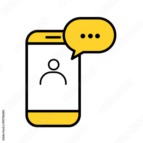 Mobile notification, mobile email outline dual color icon. Hand human with smartphone device vector illustration design. Notification of an incoming email to a smartphone. E-mailing, spam, e-commerce.