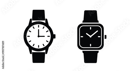 Two watches with contrasting designs presented as a silhouette