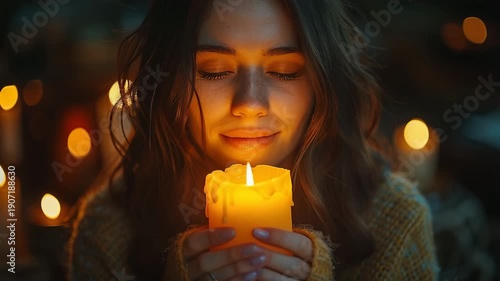 Wallpaper Mural young woman with a candle Torontodigital.ca