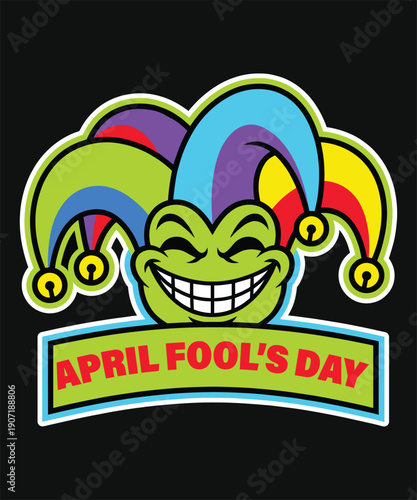 Vibrant jester celebrates April Fool's Day with colorful jester's hat