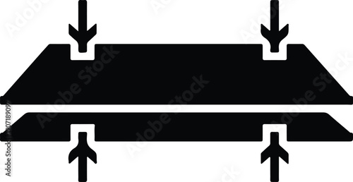 silhouette graphic representing forces applied to two beams vector design