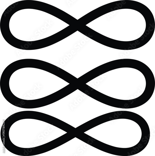 Infinity Symbol Vector Icon Set Representing Eternity, Endless Loops, and Limitless Possibilities for Modern Minimalist Branding, Mathematical Concepts, and Creative Graphic Design Projects