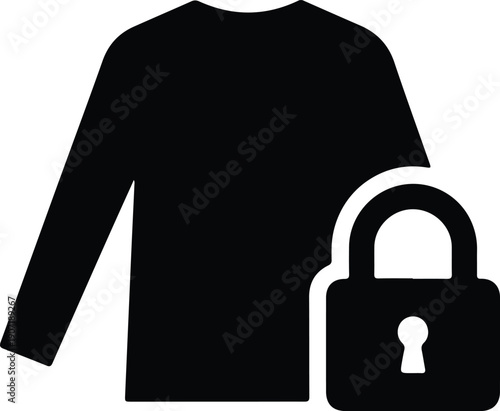 silhouette long sleeve shirt with padlock secure protection vector design