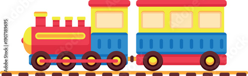 Railroad toy cartoon icon. Locomotive color transport