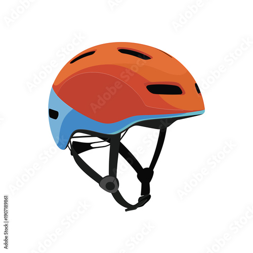 A brightly colored bicycle helmet isolated on a white background