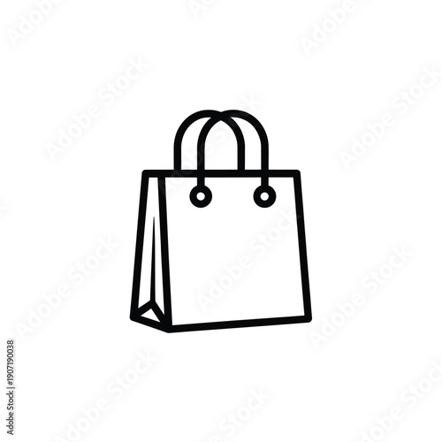 Simple line drawing of a shopping bag with two handles