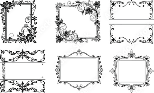 Elegant floral border bundle with classic decorative elements