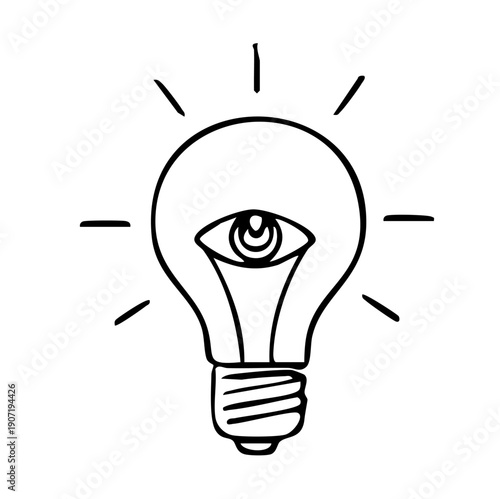Light bulb with eye symbolizing vision and idea