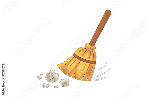 Wooden Cleaning Broom Illustration