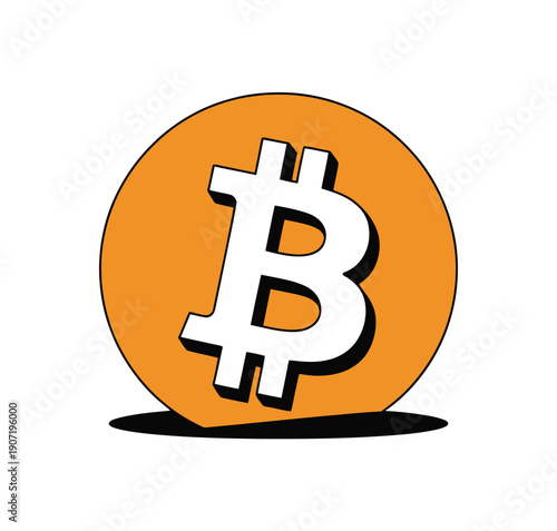 A large orange Bitcoin logo with a white symbol on a plain white background