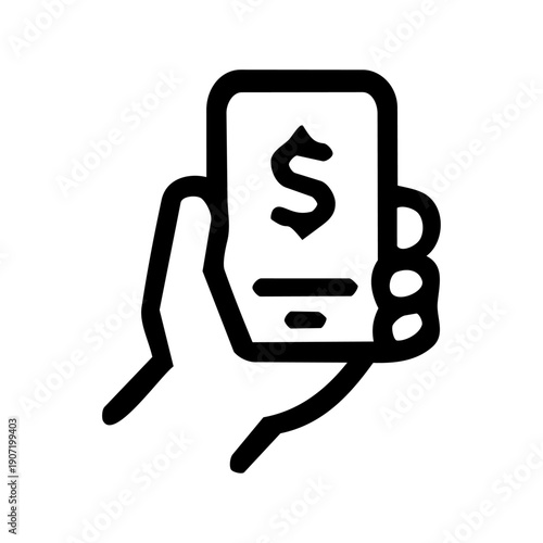 Mobile Payment Icon - E-commerce, Online Shopping and Shopping UI Simple Outline Icon, Black and White, Isolated Vector
