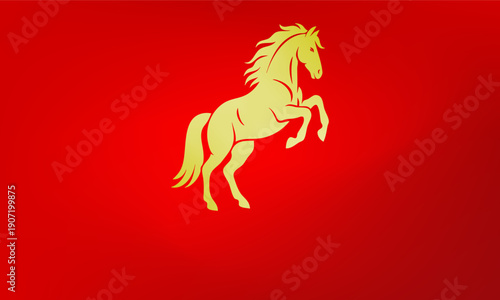 2026 Chinese new year, year of the Horse. zodiac horse on red color background vector illustration template for poster, banner, greeting card, cover