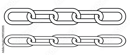 Metal chain link icon. Outline icon of Chain vector. Silhouette of chain icon for app, website, UI, UX and logo design. Vector illustration.