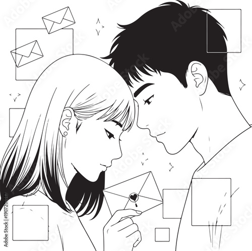 Shirtless Boy Drying Girl Hair with Towel Art