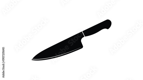 chef kitchen knife silhouette icon isolated on white background cooking utensil cutlery tool sharp blade concept