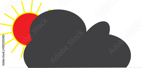Sun Behind Cloud Weather Icon Vector Illustration